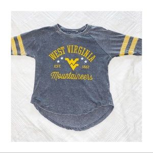 WVU Mountaineers Distressed Tee 3/4 sleeve Medium
